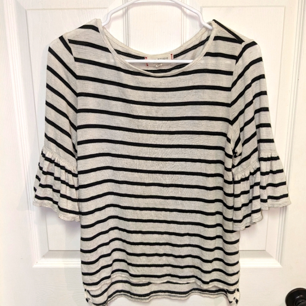 Max Studio Weekend size XS beige with black stripes bell sleeves